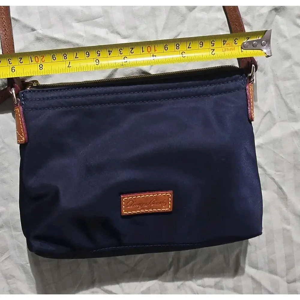 Dooney & Bourke Navy Nylon Crossbody Bag Leather Trim Gold Zip Small Purse